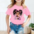 thumbnail image 2 of GDREDA Vêtements Fille Enfant Filles Mignon Mode Imprimé Col Rond Manches Courtes Tee Été Confortable Décontracté Ample T-Shirt Hauts Fille Hauts Rose,4-6 Ans, 2 of 4