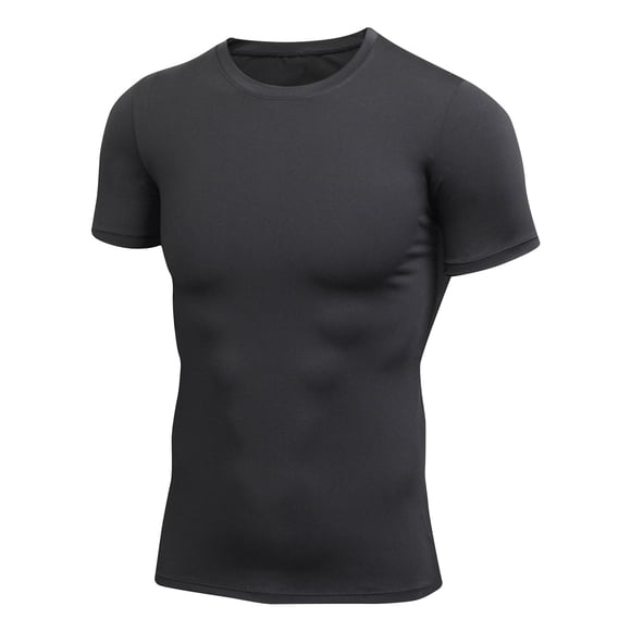cfhntfmh Men's Compression Shirts Soft Short Sleeve Workout Gym T-Shirt Slim Stretch Crewneck Athletic Running Tops