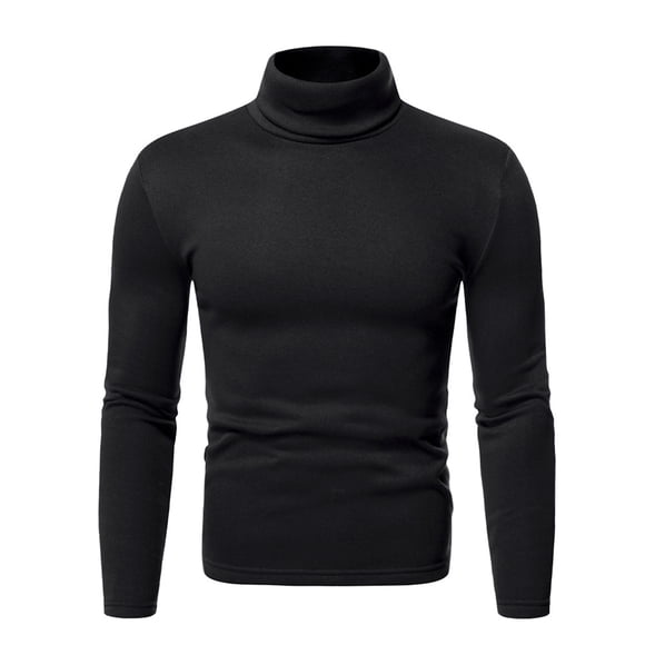 RKSTN Long Sleeve Tee Shirts for Men Turtleneck Solid Color Tops Fall Winter Soft Stretch Bottoming Blouse Tops