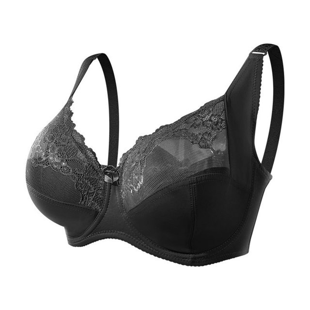 VEKDONE Woman's Embroidery Thin Style Ventilate Large Size Bra Steel Rim Black 42/95G
