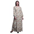 thumbnail image 1 of Bimba Robe Maxi à Manches Longues pour Femmes en Georgette Mousse Imprimée de Plumes d'Aigle, Taille Élastique - Moyen, 1 of 5