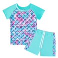 thumbnail image 1 of Girls Rash Guard 2-Piece Swimwear Fish Scale Pattern Swimwear Upf 50+ Uv for 4-12Y, 1 of 6