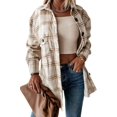 thumbnail image 1 of ORUYROP Womens Casual Plaid Shacket Button Down Long Sleeve Shirt, 1 of 5