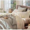 thumbnail image 1 of Bedding Sheet Set Washed Cotton Linen Like Textu Breathable Durable Soft Comfy (Dark Orange Queen), 1 of 7