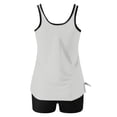thumbnail image 3 of UPPADA 2 Piece Full Coverage Swimsuits for Women Floral Athleti Crewneck Bathing Suits High Waisted Tummy Control Modest Swimwear Comfy Tankini Top with Shorts 2 Piece Suits for Women White,2xl, 3 of 5