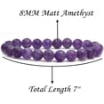 thumbnail image 2 of Bracelet Extensible en Perles Boule 8 mm avec Gemme d'Améthyste Foncée Mate Semi-Précieuse 7 Pouces Unisexe, 2 of 4