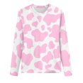 thumbnail image 4 of CEHVOM Chemises pour Femmes Col Rond Imprimé Manches Longues Hauts Imprimés Blouse Régulière Liquidation, 4 of 5