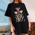 thumbnail image 1 of Offre à Durée Limitée Iumwxz T-Shirt Surdimensionné Tendance Coupe Ample Vêtements pour Femmes T-Shirts à Imprimé Floral T-Shirts à Manches Mi-Longues Col Ras du Cou pour Dames Livraison Gratuite Plage, 1 of 7