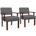 thumbnail image 1 of Costway 2PCS Linen Accent Chair Living Room Chair with Soft Padded Seat & Backrest Gray, 1 of 8