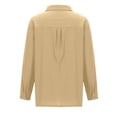 thumbnail image 4 of Yuyuzo Womens Button down Shirts Cotton Linen Fall Loose Casual Long Sleeve Solid Color Blouses, 4 of 5