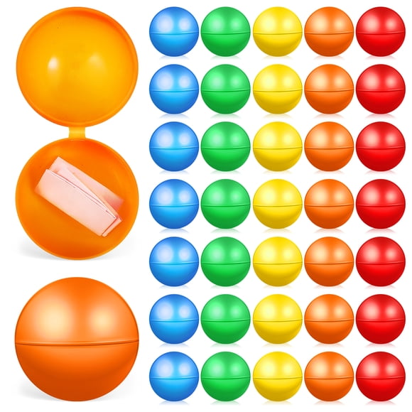 SHISUYAN 50 Pack Multi Colored Plastic Raffle Balls for Party Games and Activities Easy to Open and Reusable