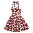 thumbnail image 3 of Zwiiyzr Robe Vintage des Années 1950 pour Fille de 3 à 8 Ans, Été, Col Licou, Imprimée, Robe Vintage pour Enfants, Rouge, 3 of 4