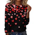 thumbnail image 2 of T-shirts de Saint-Valentin pour Femmes, Chandail en Molleton à Col Rond avec Cœur d'Amour, Chandail Mignon Gnome, Hauts, Tenues, Vêtements, Mode pour Dames, Col Rond, Manches Longues, T-Shirt Imprimé Saint-Valentin, 2 of 4