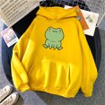 thumbnail image 2 of cllios Womens Cute Cartoon Frog Print Hoodies Long Sleeve Pullover Drawstring Hooded Sweatshirts, 2 of 3