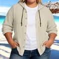 thumbnail image 2 of Wo-Fusoul Blouse for Women, Plus Size Long Sleeve Hooded Top with Button Front and Drawstring, Casual Solid Color Tunic, 2 of 7