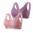 thumbnail image 1 of AherBiu 2pc Plus Size Bras for Women High Support Wireless Floral Bralettes Lift up Front Closure Button Everyday Bra, 1 of 7