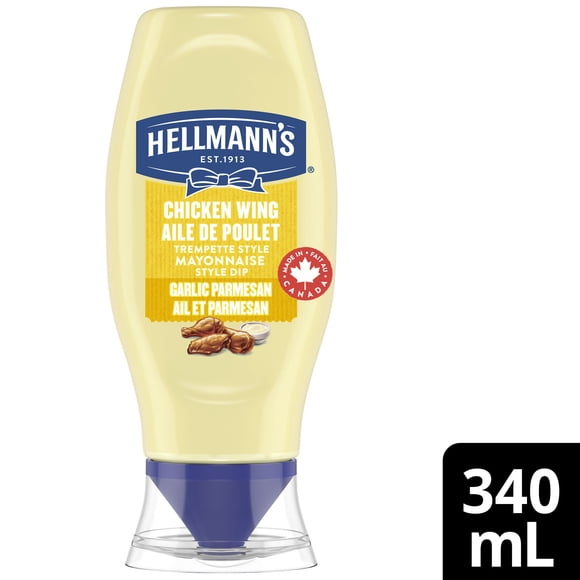 Hellmann’s Garlic Parmesan Chicken Wing Mayonnaise‑Style Dip, No Artificial Flavours, Squeeze Bottle, 340 ml