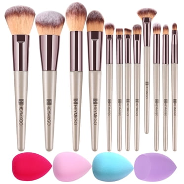 DUAIU Makeup Brushes 12PCS+4 Makeup Sponge Champagne Gold Professional Makeup Brush Sets Foundation Brush Makeup Blending Brush Powder Blush Concealers Eye Make Up Brush Set