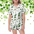 thumbnail image 2 of MIASHUI Pyjama de la Saint-Patrick pour Filles, Haut à Manches Courtes et Shorts, Ensemble 2 Pcs, Vert, 10-11 Ans, 2 of 4