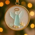 thumbnail image 2 of Sea Glass Angel Ornament Set With Clear Glass Design Christmas Tree Decor For Holiday Home Party 3.15X3.15 Inches 0.04Lb, 2 of 6