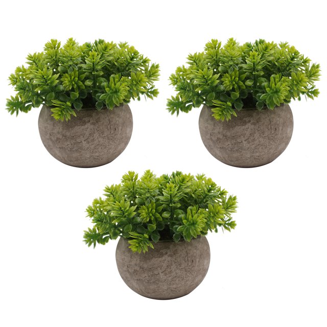 Mistaha 3Pcs Mini Artificial Potted Plants Faux Green Grass Pot Simulation Greenery Decor for Home Office Desktop Decoration
