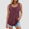 thumbnail image 2 of Plebaso Débardeurs d'Été pour Femmes Sans Manches Plissés Chemises Amples Col Rond Blouse Décontractée Unie P-5TG, 2 of 6