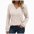 thumbnail image 1 of WUANDIXFA T-Shirts de Base pour Femmes Chandails à Manches Longues pour Femmes Tuniques à Col Rond Hauts Coupe Affaires Décontractée Automne Chandails Légers Vêtements Mode Beige,G, 1 of 1