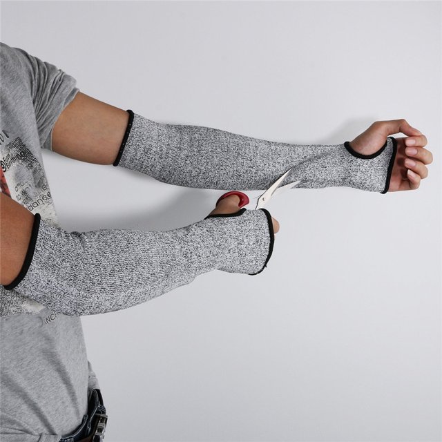 WIFKLSIIPG 1PC Cut Resistant Sleeve Knit Sleeves Anti-cuttin Protection Slash Resistant(Grey)