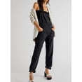 thumbnail image 3 of SUNSIOM Combinaison Longue en Denim pour Femmes, Décontractée, à Bretelles Spaghetti, Pantalon à Jambes Larges, Barboteuse d'Été Ample, Salopette à Bavette, 3 of 6