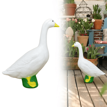 Large Porch Goose Statue, 7 Inch Resin Duck Garden Statues, White Goose Ornament, Goose Decor for Home Decor, Ideal Goose Statue Decoration for Garden, Patio, or Entryway Accent