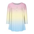 thumbnail image 4 of Pisexur Womens Plus Size Sweatshirt Gradients 3/4 Length Sleeve Tops Fall V-Neck Blouses Spring Ruffle Sleeve Tunic T-Shirts Dressy Casual, 4 of 4