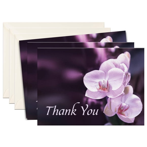 Mpc Brands Cartes de Remerciement Funéraire - Cartes de Remerciement de Sympathie et de Deuil avec Enveloppes - Message à l'Intérieur (25 Orchidée Violette)