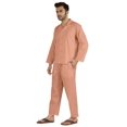 thumbnail image 3 of Inkmeso Ensemble de Pyjama Classique Uni en Coton, Pyjama Boutonné pour Hommes, 2 Pcs, Tenue de Nuit, 3 of 7