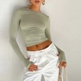 thumbnail image 2 of Birdeem Leggings Unis pour Femmes T-Shirt à Trou Rond Spice Girl Ajusté Montre Manches Longues Hauts T-Shirt, 2 of 7