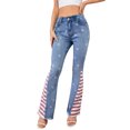 thumbnail image 1 of Feinuhan Jeans à Taille Haute à Pattes d'Éléphant pour Femmes, Drapeau des É.-U.,, 1 of 5