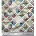 thumbnail image 1 of Soimoi Polyester Crepe Fabric Frame,Jug & Flower Pot Patchwork Print Sewing Fabric Yard 52 Inch Wide, 1 of 3