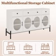 thumbnail image 3 of Buffet Bahut avec Rangement, Armoire de Bar à Café Style Ferme Moderne avec 4 Portes Ovales et Tablette Ajustable, Console d'Appoint à 3 Tiroirs pour Salon, Cuisine, Blanc, 3 of 8