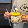 thumbnail image 4 of 500Ml Snoopy Anime Cartoon Large Capacity Ceramic Mug with Lid Kawaii Children's Straw Cup Office Coffee Cup Home Milk Cup Gift, 4 of 5