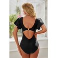thumbnail image 2 of BEAUTYIN One Piece Swimsuits for Women Trumpet Sleeve V Neck Ruched Monokini Bathing Suits, 2 of 6