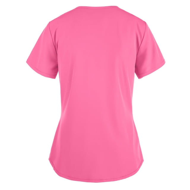 Heliisoer Women Short Tops Working Sleeve V-neck Uniform Solid Color Pocket Blouse