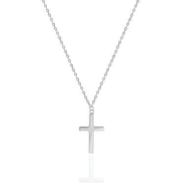 Mercie Collier Pendentif Croix en Argent Sterling, Design Minimaliste Poli, 18 Pouces, Usage Quotidien