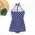 thumbnail image 2 of UPPADA Maillot de Bain une Pièce pour Femme, Robe, Tour de Cou, Cache-Cœur, Maillot de Bain Froncé Rétro, Robe de Bain, Décolleté en V, Jupe Évasée, Croisé, Maillots de Bain Modestes, Liquidation, Bleu, TG, 2 of 4