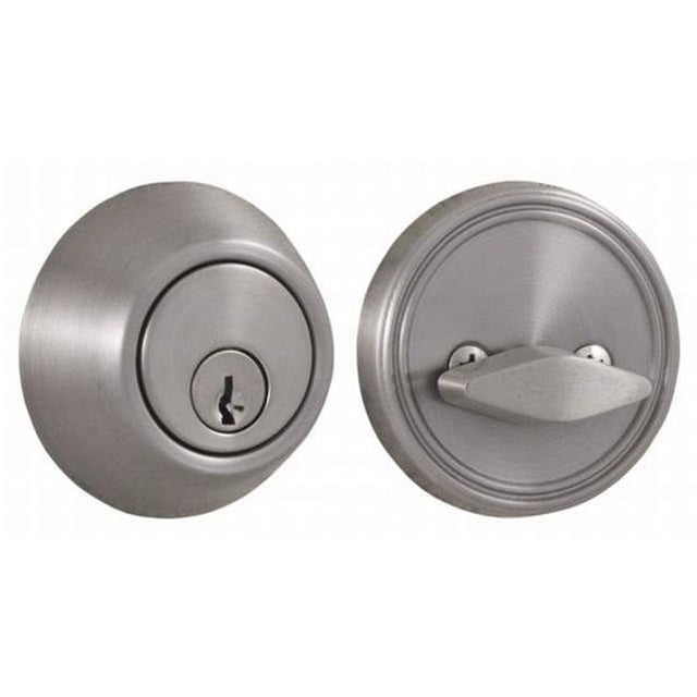 Single Cylinder Deadbolt with Adjustable Latch & Deadbolt Strike, Satin Nickel