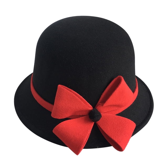 Chapeau Melon Petit pour Femme, Automne et Hiver, Nœud, Bout Rond, Décontracté, Style Bassin de Pêcheur
