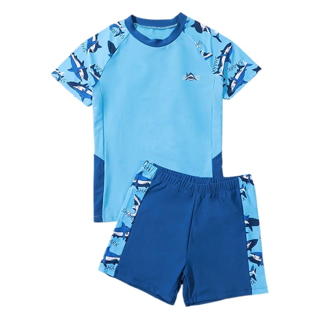 Maillot de Bain Garçon Enfants Dessin Animé Manches Courtes Maillot de Bain Maillot de Bain Garçon 2 Pcs Ensemble de Bain Garçon Maillot de Bain Garçon Tenues Garçons