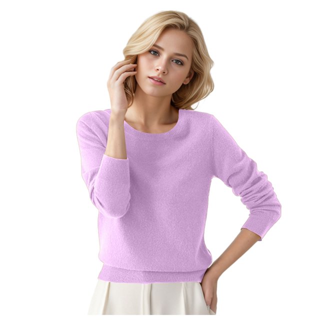 2025 Chandail Léger à Col Rond pour Femmes Chandail pour Femmes Couleur Unie Long Chandails à Enfiler pour Femmes Grande Taille