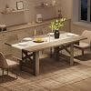 71 Inch Rectangular Wood Dining Table for 6-8, Large Kitchen Table with X-Leg Base and Horizontal Brace, Heavy Duty Table for Dining Room, Living Room, Office，Grey