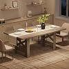 71 Table à manger en bois rectangulaire de pouce pour 6-8, Grande table de cuisine avec base X-Leg et plaque horizontale, Table de service pour salle à manger, Salon, Bureau,Grey