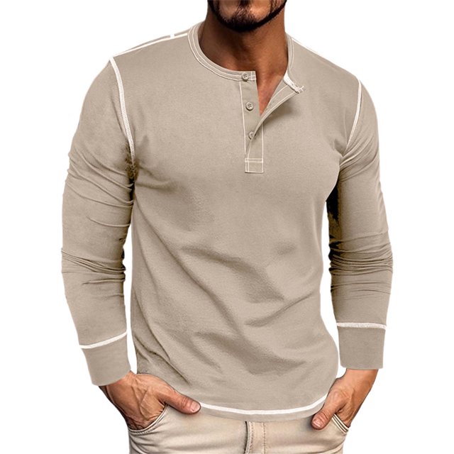 LUOGENLI T-shirts pour Homme pour Hommes 2025 T-Shirt de Printemps pour Homme Loisirs Mode Mouvement Grande Taille Manches Longues Col Rond T-Shirt T-shirts pour Hommes T-shirts Graphiques T-shirts de Pêche la Saint-Patrick Kaki m