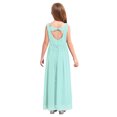 thumbnail image 2 of Miaeowve Robe de Demoiselle d'Honneur pour Fille Sans Manches en Mousseline Perlée, Robe de Demoiselle d'Honneur Junior, Robe de Fête de Mariage pour Filles, Vert Menthe 8, 2 of 7